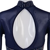 billige konkurranse kjole-Kunstløp Kjole Krystall / Rhinestone Dame Jente Trening Ytelse Langermet Høy Netting Spandex
