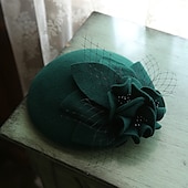 olcso Kalapok és fejdíszek-fascinators kentucky derby sapka gyapjú vödör sapka lóverseny női nap melbourne csésze virág elegáns virágos tüll fejdísz fejfedő