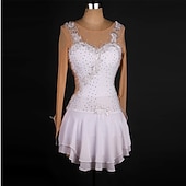 preiswerte Turnierkleid-Eiskunstlaufkleid Latein Spitze Kristalle / Strass Damen Mädchen Training Leistung Langarm High Mesh Spandex