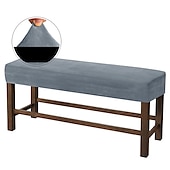 ieftine Cuvertură taburet-acoperire bancă întinsă slipcover elastic scaun canapea catifea alb gri negru mobilier pentru sufragerie bucătărie în aer liber simplu solid moale durabil lavabil