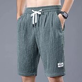Χαμηλού Κόστους Casual σορτς-Ανδρικά Σορτσάκια Casual σορτς Κορδόνι Ελαστική μέση Ισιο πόδι Συμπαγές Χρώμα Αναπνέει Για Υπαίθρια Χρήση Μήκος γόνατος Causal Καθημερινά Μείγμα Βαμβακιού Καθημερινό Ένδυση γυμναστικής και άθλησης