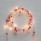 cheap Battery String Lights-5m 50leds Pearl Wire Copper String Lights Battery Powered Fairy Lamp Christmas Wedding Party Home Garland Holiday Decoration
