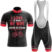 cheap Men&#039;s Clothing Sets-Men&#039;s Cycling Jersey with Bib Shorts Graphic Letter &amp; Number Funny Short Sleeve Bike Clothing Suit with 3 Rear Pockets Mountain Bike MTB Road Bike Cycling 3D Pad Quick Dry Soft Back Pocket Sports