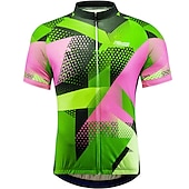 billiga Tröjor för män-Herr Cykeltröja Kortärmad Cykel Tröja Överdelar med 3 bakfickor Bergscykling Vägcykling UV-resistent Andningsfunktion Snabb tork Bakficka Gul Röd Orange Rutig Polyester sporter Kläder