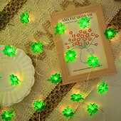 economico Striscie luci a batteria-st. luci diurne di patrick quadrifogli decorativi luci della stringa del led 5m 16.4ft 50leds alimentato a batteria fata lucky clover luci della stringa per la camera da letto festa festa verde irlandese decorazione