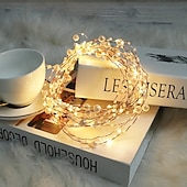 cheap Battery String Lights-5m 50leds Pearl Wire Copper String Lights Battery Powered Fairy Lamp Christmas Wedding Party Home Garland Holiday Decoration
