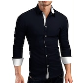 Homens camisa de verão Saia camisa de colarinho camisa de botão Tecido Casamento Trabalho Preto e Branco Safira Azul marinho Preto vermelho Manga Longa Colarinho Roupa baratos camisa de botão masculina-Homens camisa de verão Saia camisa de colarinho camisa de botão Tecido Casamento Trabalho Preto e Branco Safira Azul marinho Preto vermelho Manga Longa Colarinho Roupa