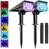 economico Fari Esterni-2pcs riflettore di paesaggio solare all&#039;aperto 2 modalità di luminosità 2 in 1 riflettore di paesaggio solare ip67 luce esterna solare impermeabile luci di via della luce del prato