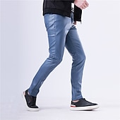 tanie Chinosy-Męskie Spodnie Spodnie ze sztucznej skóry Spodnie codzienne Kieszeń Prosta noga Równina Rozciągliwy / a Impreza Dzienne zużycie Moda Moda miejska Czarny Biały