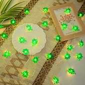 economico Striscie luci a batteria-st. luci diurne di patrick quadrifogli decorativi luci della stringa del led 5m 16.4ft 50leds alimentato a batteria fata lucky clover luci della stringa per la camera da letto festa festa verde irlandese decorazione
