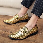 cheap Semi-Formal-Men&#039;s Unisex Loafers &amp; Slip-Ons Walking Business British Wedding Office &amp; Career Faux Leather Loafer Silver Gold Summer Spring