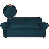abordables Funda de sofá-Funda de sofá elástica de terciopelo elástico, para sofá seccional, sillón, sofá de dos plazas, burdeos, rojo, 4 o 3 plazas, en forma de L, color liso, suave y duradera