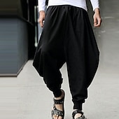 abordables pantalons décontractés-Homme Pantalon Pantalon baggy Pantalons décontractés Sarouel ample Cordon Taille elastique Pantalon de Yoga Fluide Couleur unie du quotidien Vêtement de rue Hippie Yoga Ample Noir bleu marine