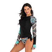 cheap Rash Guards-Women&#039;s Rash guard Swimsuit UV Sun Protection Breathable Quick Dry Long Sleeve Swimwear Bathing Suit 2 Piece Swimming Surfing Water Sports Floral Summer Spring Autumn / Fall
