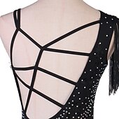 billiga tävlingsklänning-konståkning klänning fransar tofs kristaller / strass kvinnors flickor träningsprestanda ärmlös hög mesh spandex