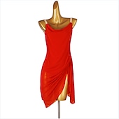 levne soutěžní šaty-tanec salsa latin dance dress čistý barevný tyl dámské tréninkové představení bez rukávů chinlon