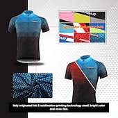 tanie Męskie koszulki-Męskie Koszulka rowerowa Geometryczny Gradient Krótki rękaw Rower Dżersej Top z 3 tylnymi kieszeniami Kolarstwo górskie Kolarstwie szosowym Szybkie wysychanie Odblaskowe paski Kieszeń na plecach