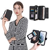 Χαμηλού Κόστους Samsung Θήκη-τηλέφωνο tok Για Samsung Galaxy S23 S22 S21 S20 Ultra Plus FE A14 Α54 Α73 Α53 Α33 Α72 Α52 Α42 Note 20 Ultra Θήκη κάρτας πορτοφολιού Φερμουάρ Προστατευτικό για όλο το σώμα με ιμάντα τηλεφώνου Μονόχρωμο