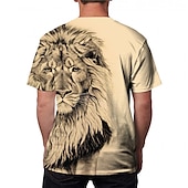 cheap Animal Print T shirts-Men&#039;s Unisex Lion Graphic Prints T shirt Short Sleeve T shirt 3D Print Crew Neck Shirt Designer Plus Size Casual Daily Holiday A B C Summer Clothing Apparel Plus Size S M L XL XXL 3XL 4XL