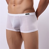 economico Boxer da uomo-Per uomo Tinta unita Classico Tinta unita Boxer A vita medio-alta Seta sintetica Rosa M