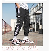cheap Cargo Pants-Men&#039;s Cargo Pants Cargo Trousers Joggers Trousers Techwear Elastic Waist Classic Multi Pocket Plain Outdoor Sports Ankle-Length Casual Daily Cotton Streetwear Classic Style Black-White Purple