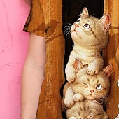preiswerte Mädchen 3D Tiere-Mädchen 3D Tier Katze T-Shirt Kurzarm 3D-Druck Sommer Aktiv Polyester kinderkleidung 4-12 Jahre Schulanfang Freizeitskleidung Regular Fit