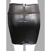 cheap Plain Skirts-Women&#039;s Normal Pencil Bodycon Work Skirts Sexy Mini High Waist Skirts Solid Colored Inelastic Holiday Casual Daily Black Red Brown Summer PU Faux Leather