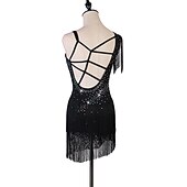 billiga tävlingsklänning-konståkning klänning fransar tofs kristaller / strass kvinnors flickor träningsprestanda ärmlös hög mesh spandex