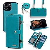 levne Pouzdra pro iPhone-Kryt na telefon pro iPhone 15 Pro Max Plus iPhone 14 13 12 11 Pro Max Mini X XR XS Max 8 7 Plus – Peněženkový kryt magnetický s poutkem šokuvzdorný jednobarevný TPU PC PU kůže