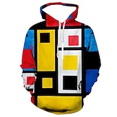 abordables Patrón Geométrico-Hombre Bloque de color Estampados Sudadera Sudaderas Sudadera Manga Larga Sudadera con capucha Con Capucha Design Impresión 3D Diario Deportes Amarillo Rojo Estampado Primavera &amp; Otoño Diseñador