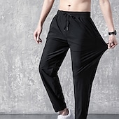 billiga lediga byxor-Herr Aktiv Långbyxor Casual byxor Ficka Snörning Elastisk midja Ensfärgat Andningsfunktion Utomhus Fullängd Ledigt Dagligen Streetwear Stylish Ledig / Sportig Svart rakt ben Microelastisk
