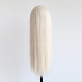 cheap Synthetic Trendy Wigs-Towarm Long Straight Platinum Blonde with Bangs Synthetic None Lace Front Wig for Women Natural Long Straight Middle Part #60 Color Machine Made Cosplay Daily Wear Wig barbiecore Wigs