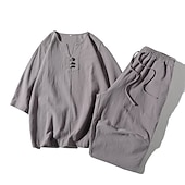 preiswerte T-Shirts-Sets für Männer-Herren T-Shirt Anzüge Trainingsanzug Tennishemd Shorts und T-Shirt-Set Sport Designer Lässig 2 teilig Schwarz Weiß Hellgrau Top T-Shirt für Herren