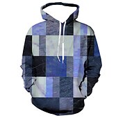 economico Felpe con cappuccio da uomo-Per uomo Pop art A quadri Felpa con cappuccio Felpe Felpa Felpa con cappuccio Manica lunga Felpa con cappuccio Con cappuccio Abbigliamento sportivo Stampa 3D Informale Giornaliero Per eventi Rosso Blu