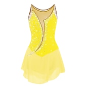 billige Figur skating kjoler-Kjole til kunstløp Dame Jente Skøyteløp Kjoler Hvit Gul Rosa Asymetrisk kant Netting Spandex Høy Elastisitet Trening Profesjonell Konkurranse Skøyteklær Anatomisk design Klassisk Krystall / Rhinstein