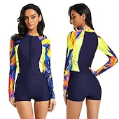 halpa Ihottumavartiot-21Grams Naisten Rashguard-uimapuku UV-aurinkosuojaus UPF50+ Kevyt Pitkähihainen Kokopuku Uimapuku Etuvetoketju Boyleg-alushousut Uinti Lainelautailu Hiekkaranta Vesiurheilu Kesä Kevät Syksy