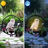 economico Luci paesaggistiche-luci esterne a led solari gufo appeso luce notturna lampada da giardino impermeabile lampada a sospensione in resina cortile terrazza decorazione vacanza illuminazione
