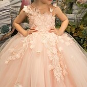levne Šaty pro družičky-Ball gown svatební šaty prvního svatého přijímání dívčí roztomilé šaty na ples satén s aplikacemi mini svatební fit 3-16 let