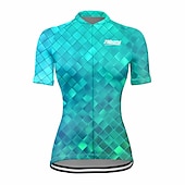 preiswerte Radtrikot Damen-Damen Radtrikot Geometrisch Kurzarm Fahhrad Trikot Oberteil mit 3 Gesäßtaschen Mountainbike MTB Straßenradsport Schnelltrocknend Reflektierende Streifen Rückentasche Feuchtigkeitsableitend Sport Rot