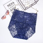 cheap Panties-Women&#039;s Sexy Panties Brief Underwear 1 PC Underwear Sexy Comfort Lace Pure Color PU High Waist Sexy Green Black Purple M L XL Home Outfits