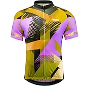 billiga Tröjor för män-Herr Cykeltröja Kortärmad Cykel Tröja Överdelar med 3 bakfickor Bergscykling Vägcykling UV-resistent Andningsfunktion Snabb tork Bakficka Gul Röd Orange Rutig Polyester sporter Kläder