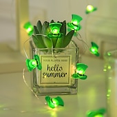 economico Striscie luci a batteria-st. luci diurne di patrick quadrifogli decorativi luci della stringa del led 5m 16.4ft 50leds alimentato a batteria fata lucky clover luci della stringa per la camera da letto festa festa verde irlandese decorazione
