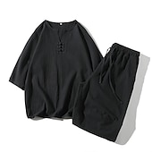 preiswerte T-Shirts-Sets für Männer-Herren T-Shirt Anzüge Trainingsanzug Tennishemd Shorts und T-Shirt-Set Sport Designer Lässig 2 teilig Schwarz Weiß Hellgrau Top T-Shirt für Herren