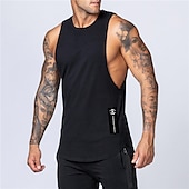 お買い得  ランニングTシャツとタンクトップ-男性用 ランニングタンクトップ ワークアウト用タンクトップ ノースリーブ Tシャツ スポーツ コットン 高通気性 吸汗性 ソフト ジムトレーニング ランニング アクティブトレーニング スポーツウェア アクティブウェア ブラック ホワイト アーミーグリーン