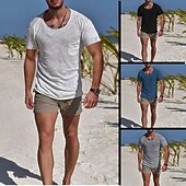 economico magliette di base-Per uomo Maglietta Manica Corta Girocollo Estate Semplice Sport Moda Leggero Tasca Vacanza Casuale Ferie Nero Bianco Blu Maglietta Top per Uomo