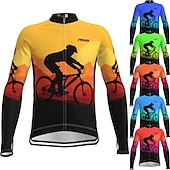 economico Maglie da uomo-Per uomo Maglia da ciclismo Manica lunga Bicicletta Maglietta / Maglia Superiore con 3 tasche posteriori Ciclismo da montagna Cicismo su strada Traspirante Asciugatura rapida Traspirazione umidit