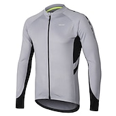 preiswerte Radtrikot Herren-Arsuxeo Herren Langarm Fahrradtrikot Winter Polyester Dunkelgrau Weiß Grau Volltonfarbe Fahhrad Trikot / Radtrikot Bergradfahren Straßenradfahren Reflexstreiffen Tasche auf der Rückseite Sport