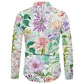 preiswerte Blumenmuster-Herren Blumen Tropische Blumen Hemd Hawaiihemd Sommerhemd Aloha-Shirt Langarm Hemd Umlegekragen Modisch Designer Brautkleider schlicht Urlaub Täglich Festtage Hellgrün Violett Purpur 3D-Druck S M L