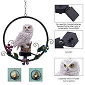 economico Luci paesaggistiche-luci esterne a led solari gufo appeso luce notturna lampada da giardino impermeabile lampada a sospensione in resina cortile terrazza decorazione vacanza illuminazione