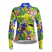 billiga Tröjor för kvinnor-Dam Cykeltröja Regnbåge Blommig Botanisk HBTQ Långärmad Cykel Tröja Överdelar med 3 bakfickor Bergscykling Vägcykling Snabb tork Reflexremsa Bakficka Fuktabsorberande sporter Gul Blå Purpur Kläder